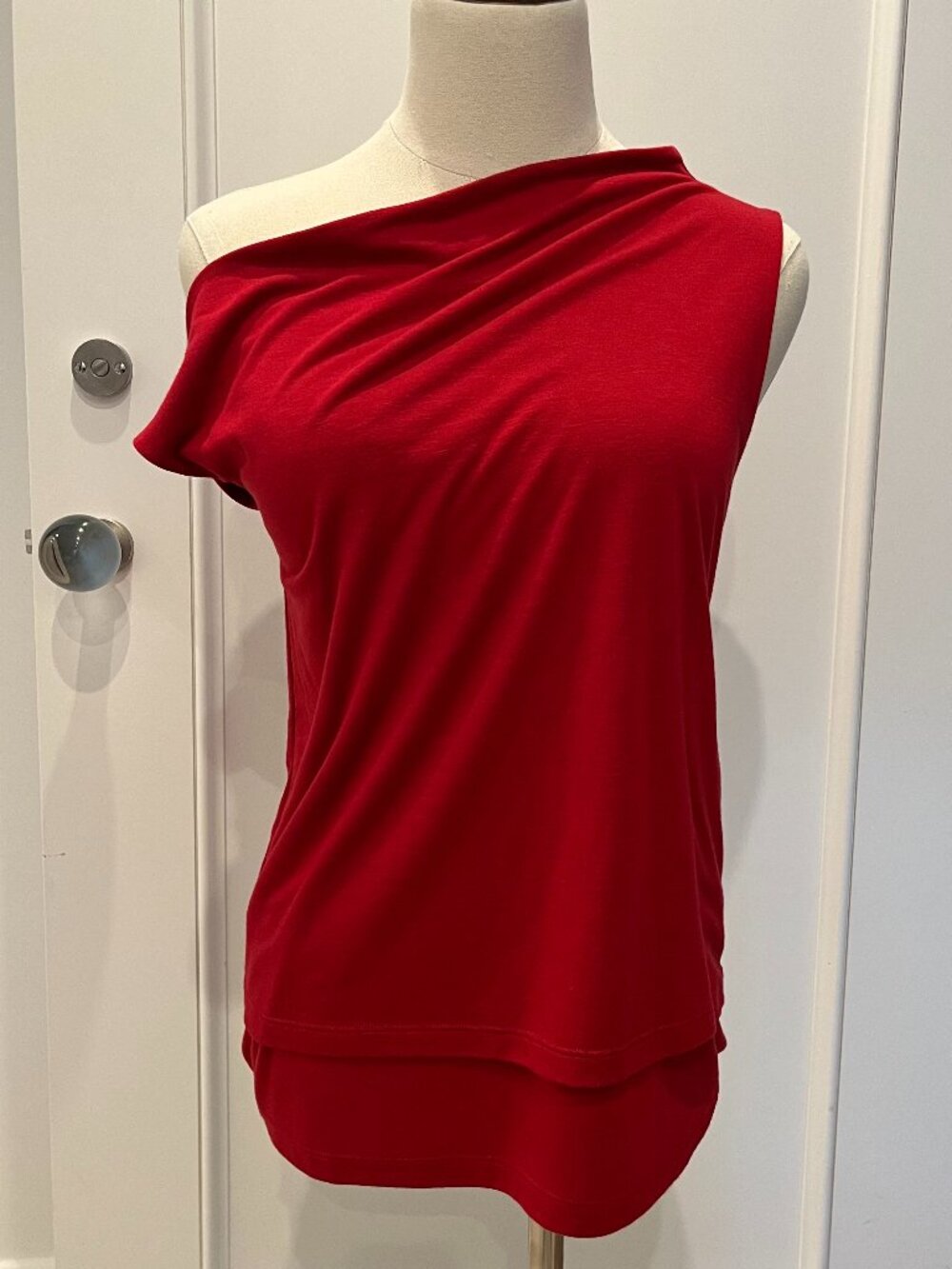 Red Astraet Asymmetric Jersey Top
